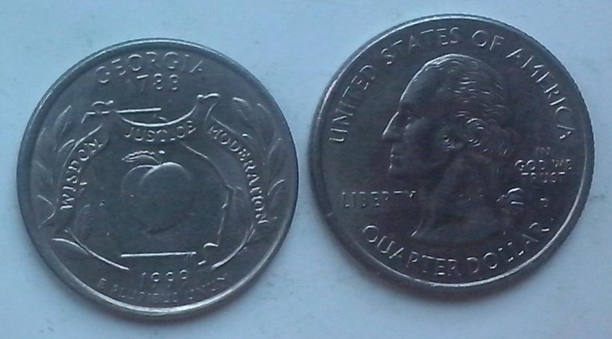 США. Штаты и территории. Джорджия - 25центов, никель, 1999