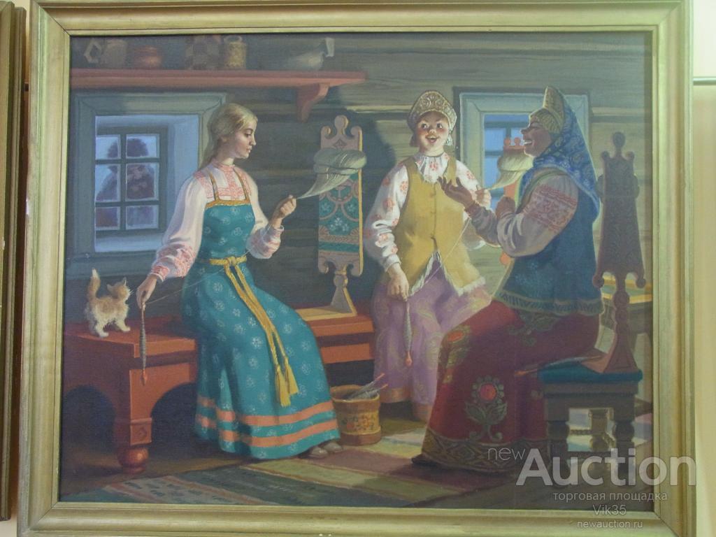 Картина "Сказка о царе Салтане" Бороздин Олег Александрович 1989 год Холст Масло