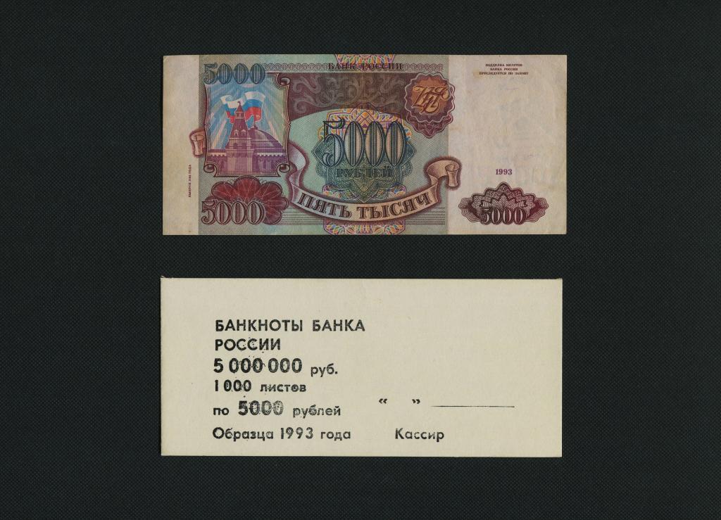 5000 рублей. 1993 г (мод 1994 г). ВХ-5455356. Банковая накладка. #2340.