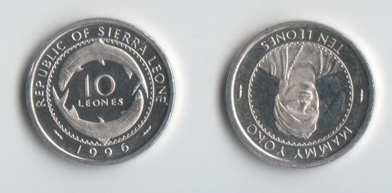 10 леоне Сьерра-Леоне 1996 год.