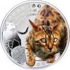 Акция. Кошки. Бенгальская.2014 г.в.,1 $.Серебро,Пруф.17.5 гр.Тир.1500 шт.Фауна.(Смотр.друг.мои лоты)