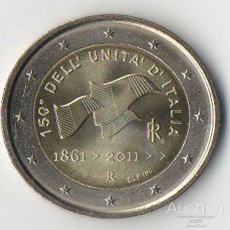 Италия 2 евро 2011 г. 150 лет Рисорджименто АЦ