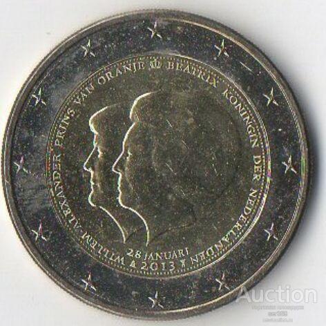 2 евро 2013  Нидерланды Объявление Беатрикс о передаче трона принцу Виллему-Александр  UNC