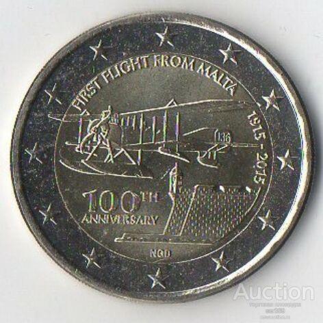 2 евро Мальта 2015 100 лет первому авиаперелету UNС
