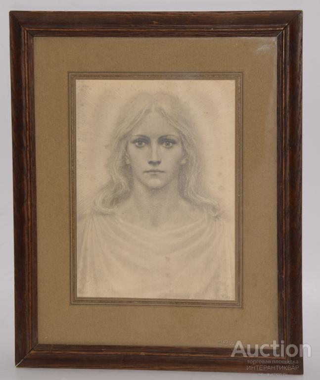 Karandashnyj Risunok V Rame F Portret Devushki 90 G 700296 Pokupajte Na Auction Ru Po Vygodnoj Cene