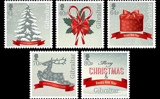 Великобритания Гибралтар 2015 Новый год Елки Северный олень Подарки Рождество 5м**