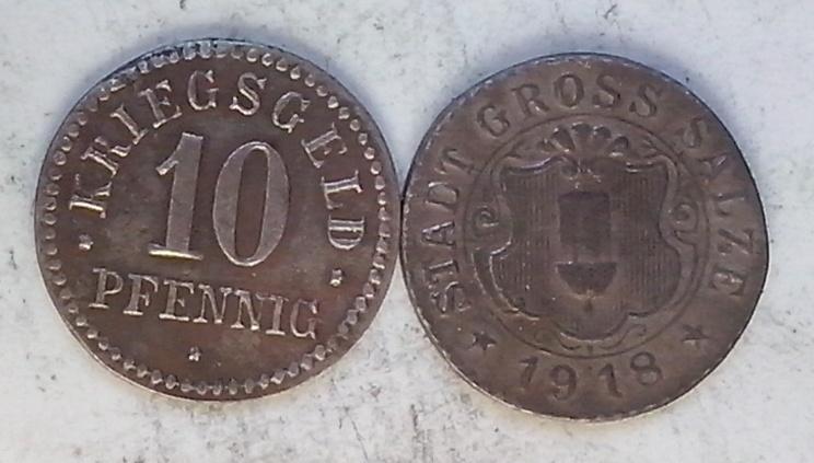 Нотгельды. Германия. Гросс-Зальц, 10 пфеннигов,1918