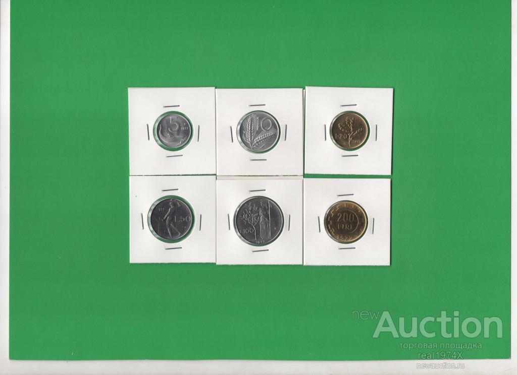 ИТАЛИЯ годовой набор 1977 (6 монет) UNC!!!