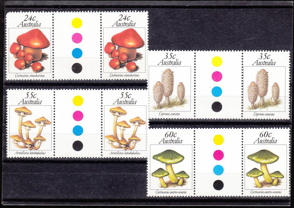 Марки.  Австралия.  1981.  Грибы.  Флора.  Серия  в  4-х  сцепках.