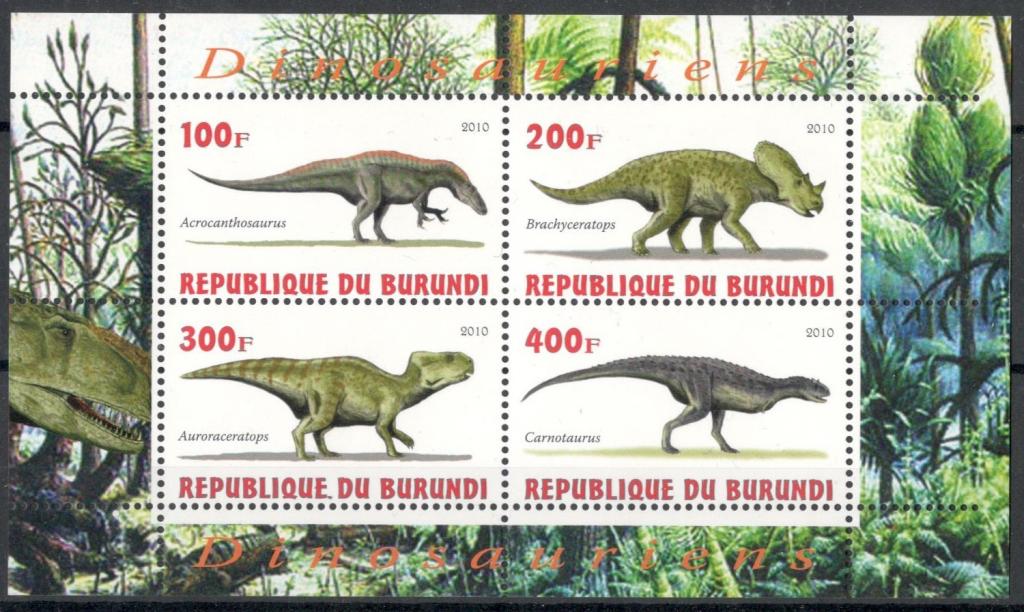 Бурунди, 2010,2011, № непочтовые 3 блока , € 8,5, MNH, полн., фауна, динозавры