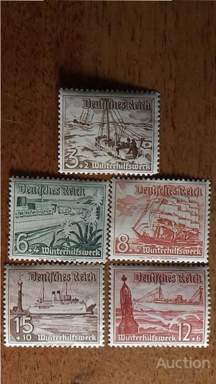3й Рейх, Германия, марки  почтовые, корабли, подборка