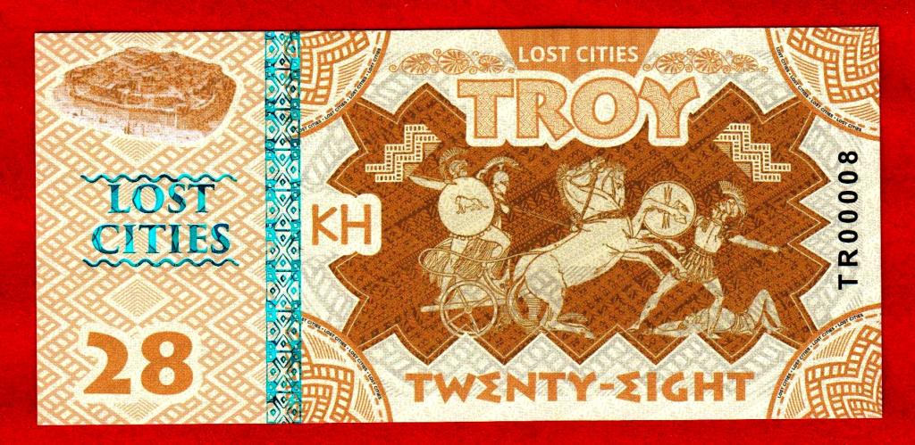 Троя (Турция), ЗАТЕРЯННЫЕ ГОРОДА, 28 долларов, 2017, UNC, ГОЛОГРАММА