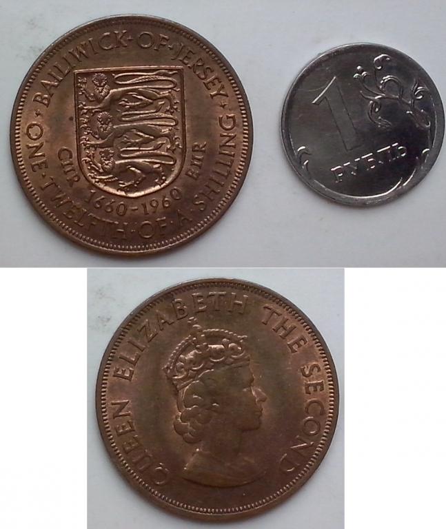 Англия. Джерси - 1/12 шиллинга, медь, 1960