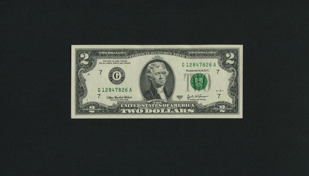 2 доллара. 2003 г. США. G. Чикаго Иллинойс. UNC. # 2467.