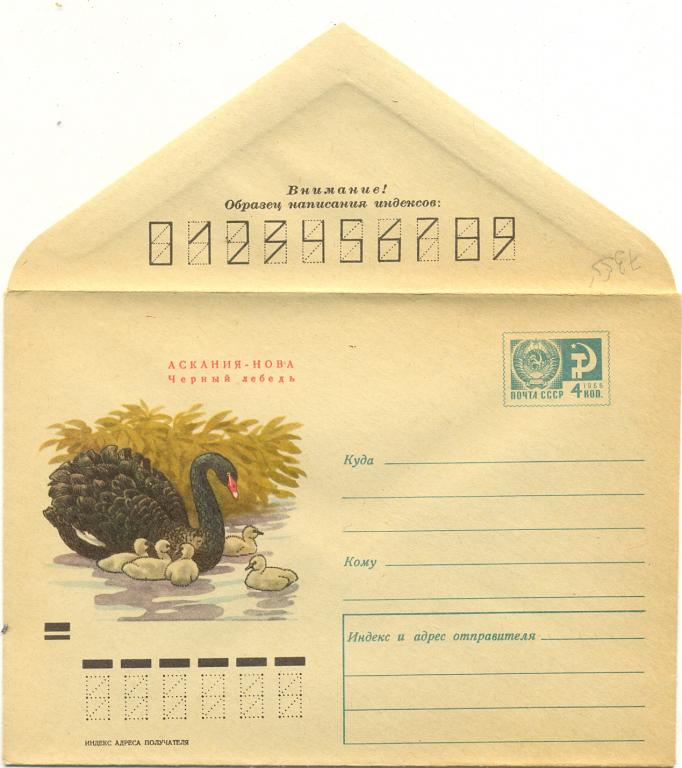 ХМК 1970 г.  Аскания-Нова. Черный лебедь  №7355 Фауна