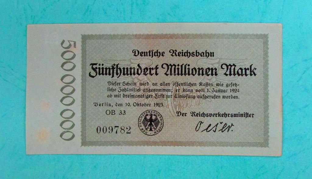 Германия. Железные дороги 500 000 000 марок 1923 год