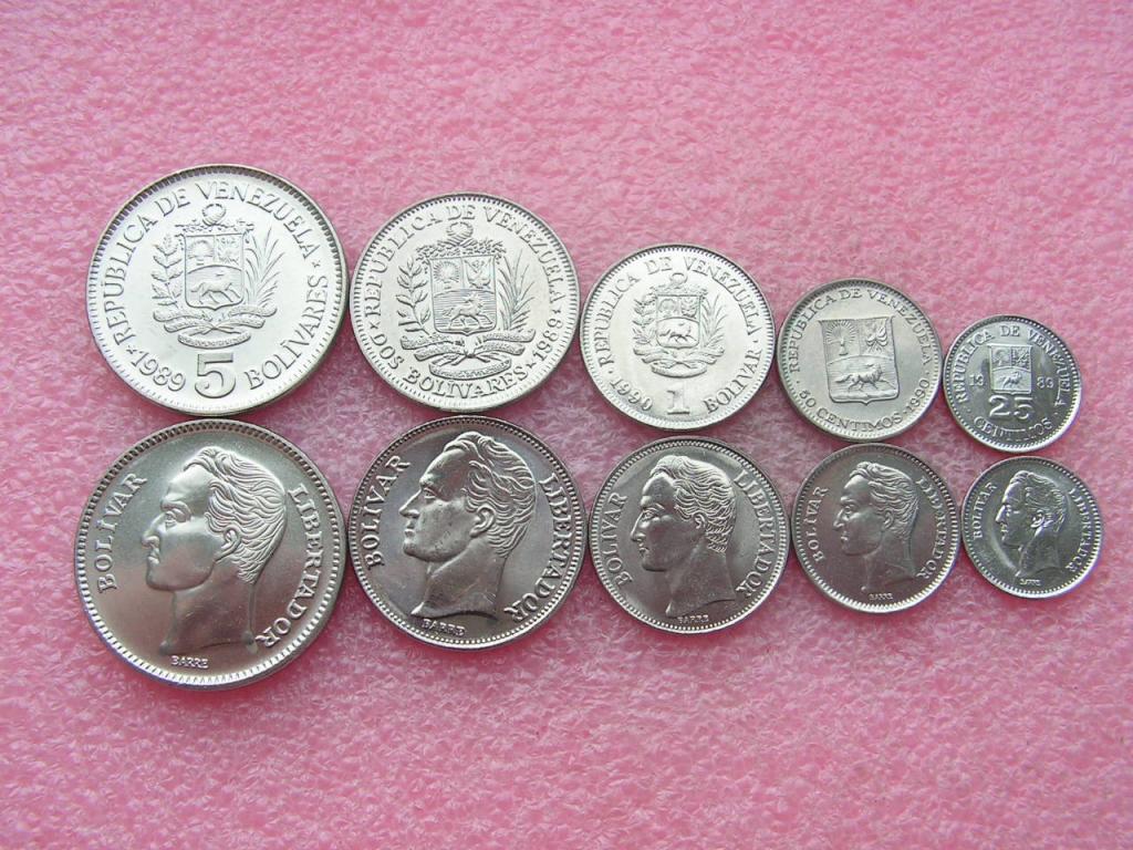 Венесуэла набор 25 50 сентимо 1 2 5 боливар 1989-1990 unc