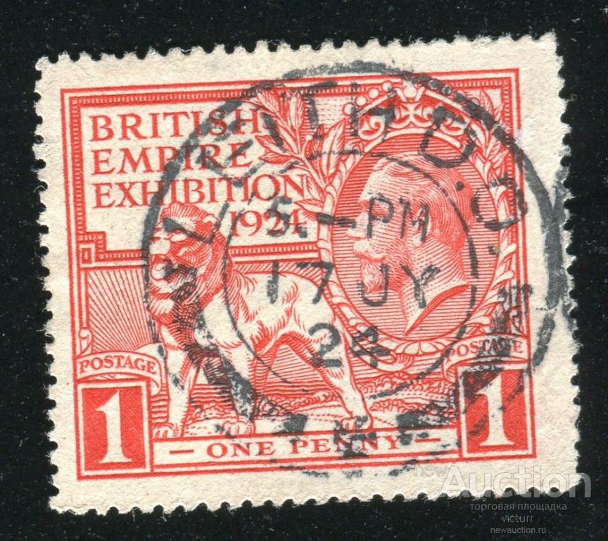 1924 год 1 пенни Георг V, гашеная
