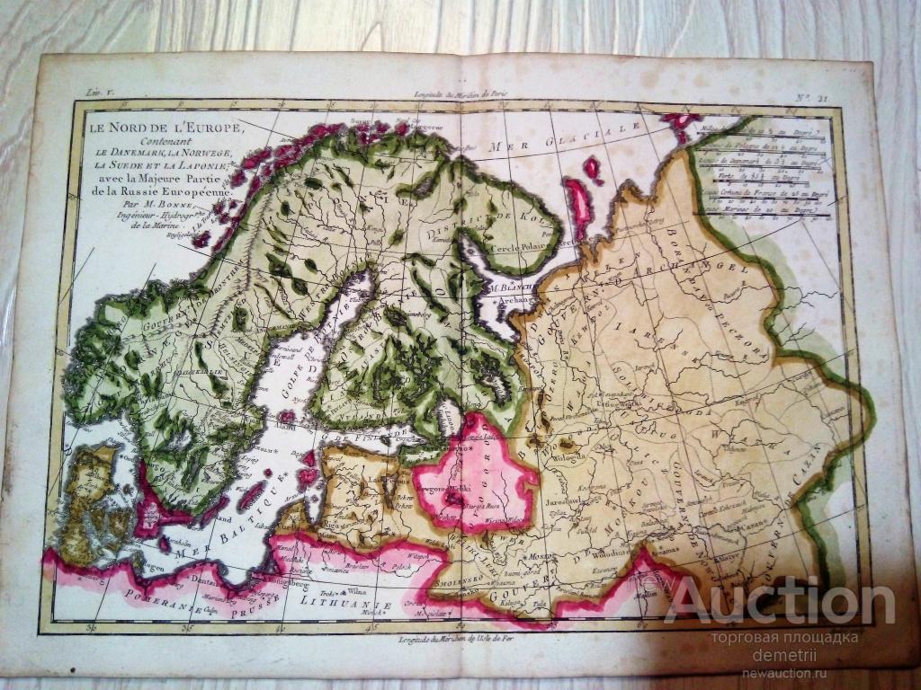 Карта Северной Европы, Балтики 1777 год.