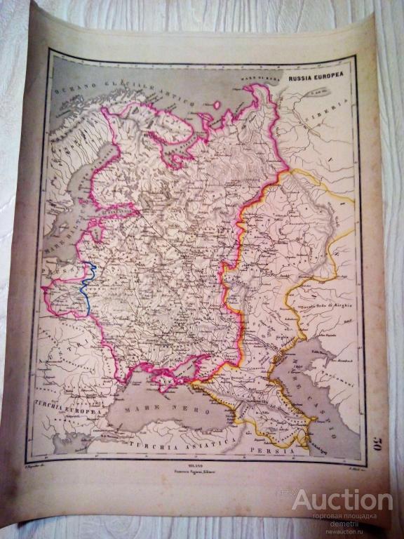 Карта Европейской части России 1860 год.