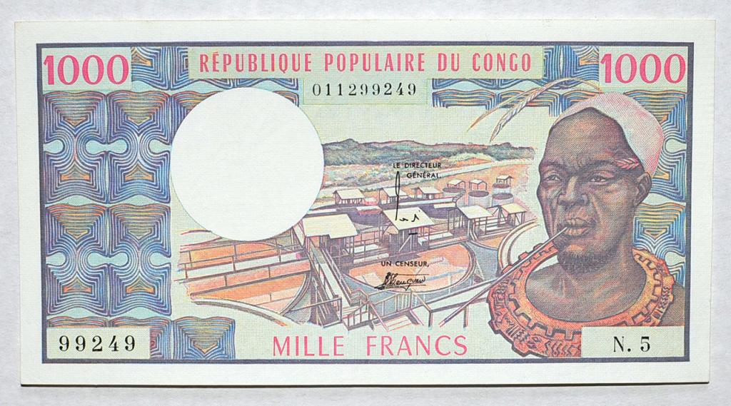 Конго 1000 франков 1978 XF-aUNC