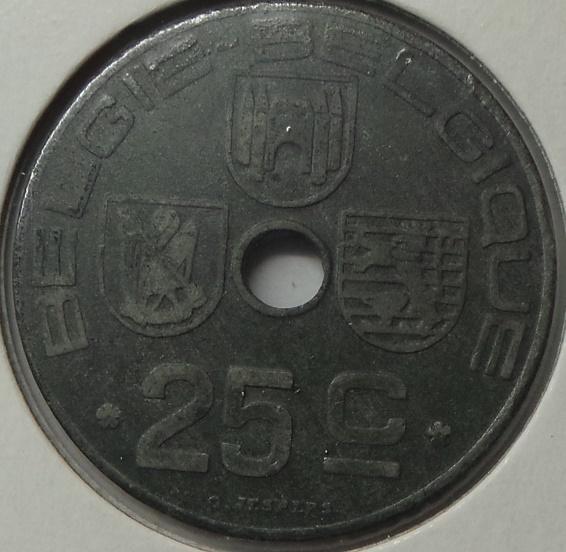 Бельгия 25 сантимов 1943 года (2) КМ#132