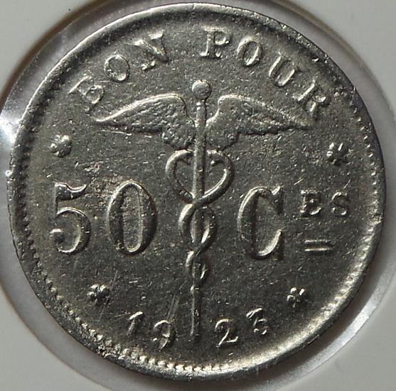 Бельгия 50 сантимов 1923 года КМ#87
