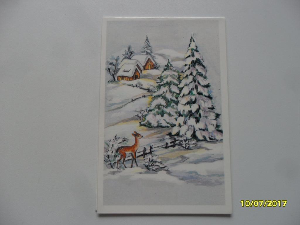 Открытка. С Новым годом! Художник Волобуева Е. 1990 г. Чистая.