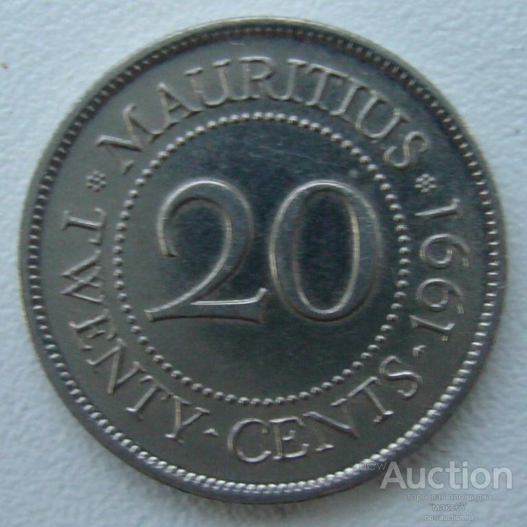 Маврикий. 20 центов 1991 г.