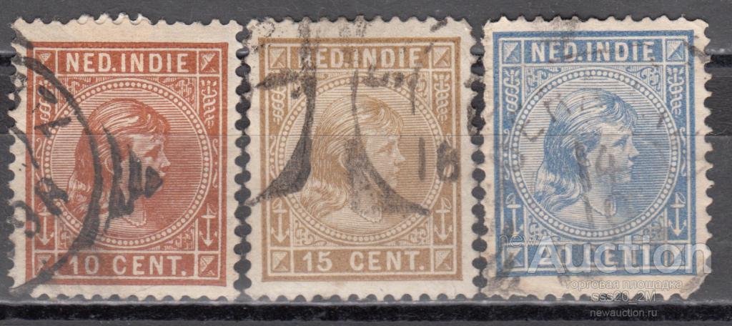 Нидерландская Индия 1892 Вильгельмина Mi23,25,26 4,5 евро (2)