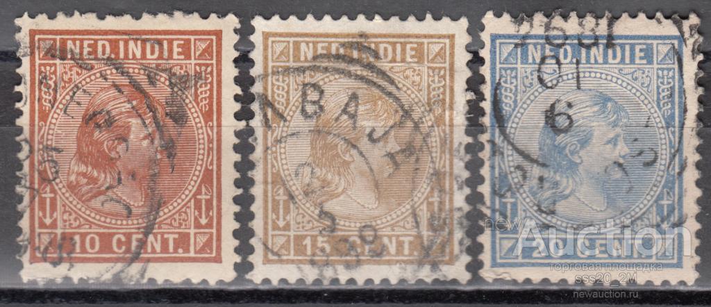 Нидерландская Индия 1892 Вильгельмина Mi23,25,26 4,5 евро (1)