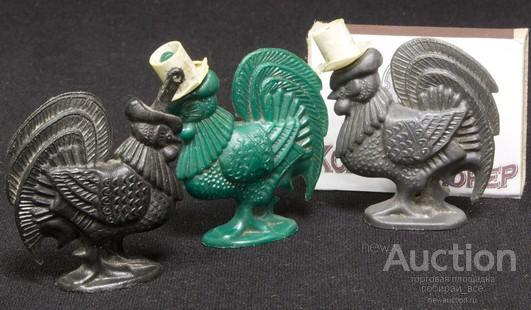 Набор игрушек петухи,  пластик, 3  штуки