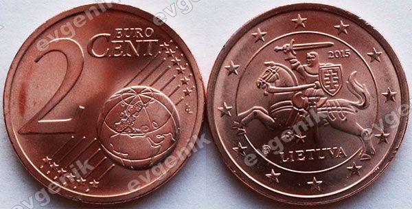 Литва. 2015. 2 евроцента. Из ролла. UNC (#902683)