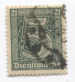 1920.Германия.Служебная марка 5 пф.гаш