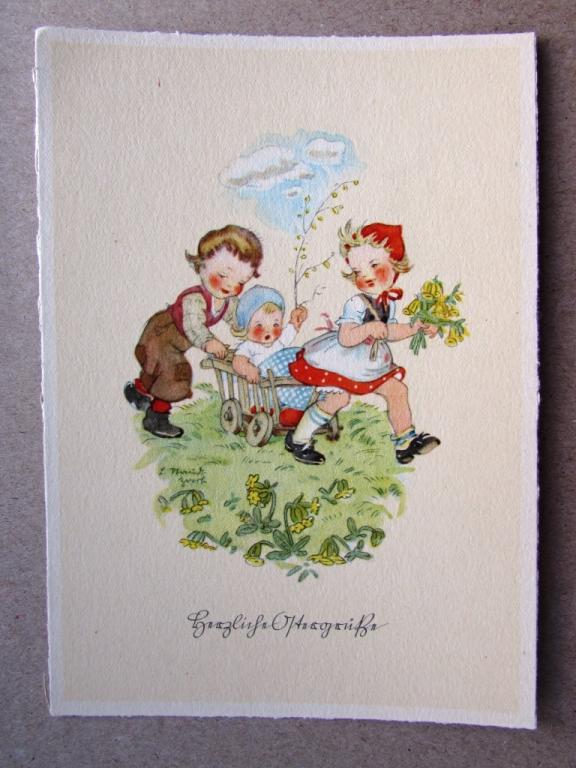 Дети катаются на тележке Весна Германия