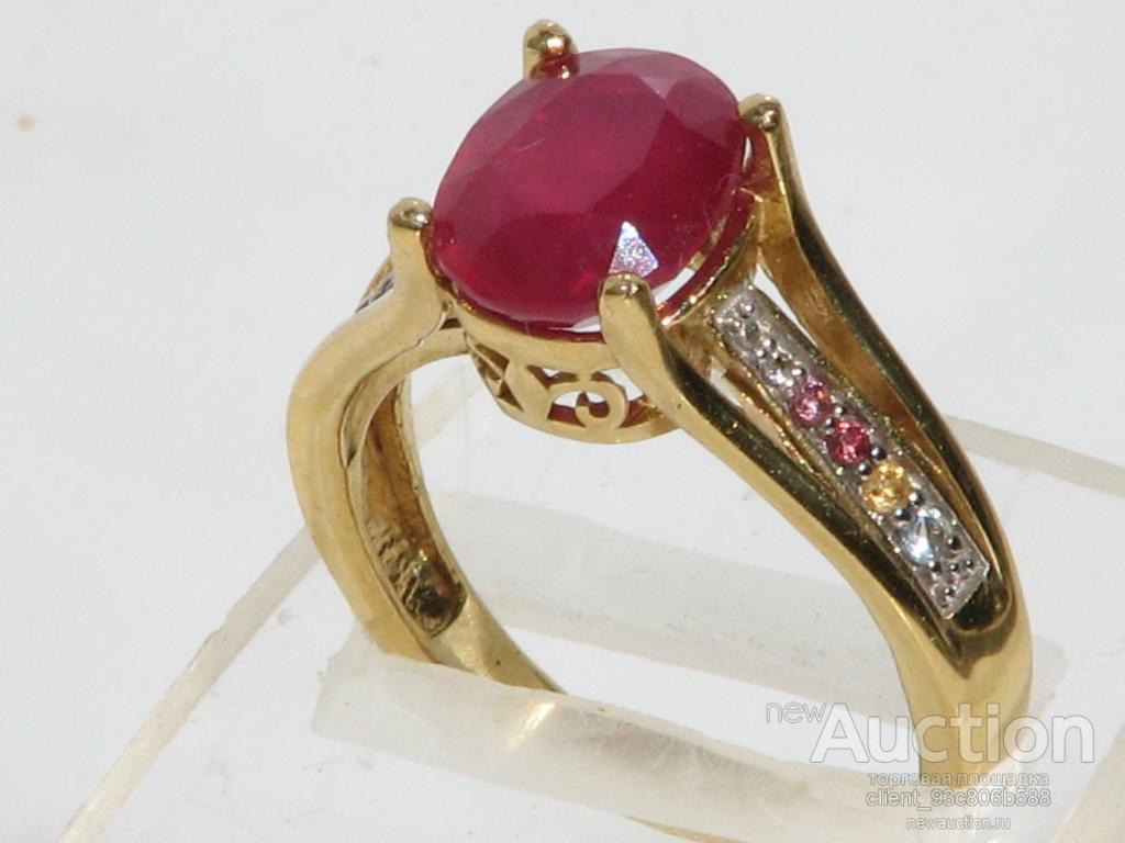 КОЛЬЦО. 925 СЕРЕБРО.100% НАТУРАЛЬНЫЙ КРАСНЫЙ РУБИН. И 14 ЖЕЛТОЕ ЗОЛОТО.