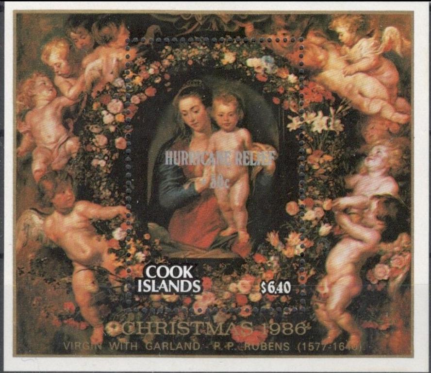 Острова Кука, 1987, № блок 179, € 11, MNH, полн., религия, живопись, рождество