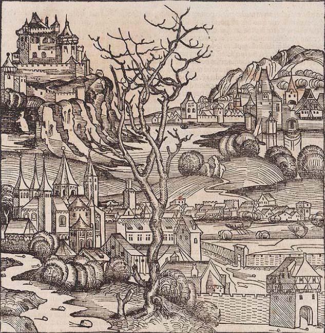 Франция. Нюрнбергская хроника [лист из инкунабулы 1493 года].