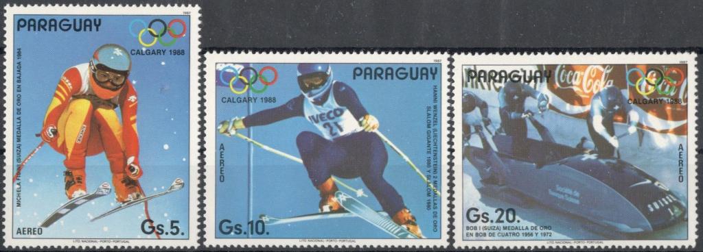 Парагвай 1987, № 4111-4113, € 8,3, MNH, спорт, зимняя олимпиада Калгари 1988