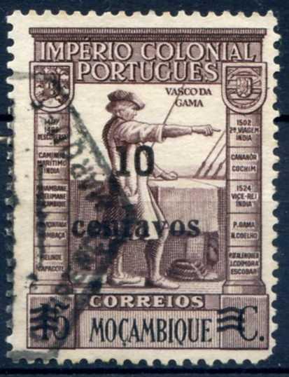 Мозамбик 1946 Переоценка номинала Надпечатка Васко да Гама Mi:333 гаш