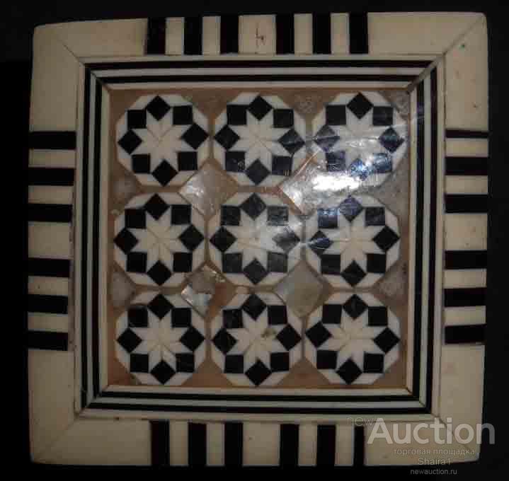 Шкатулка. Дерево. Кость. Перламутр. Мозаика. Винтаж