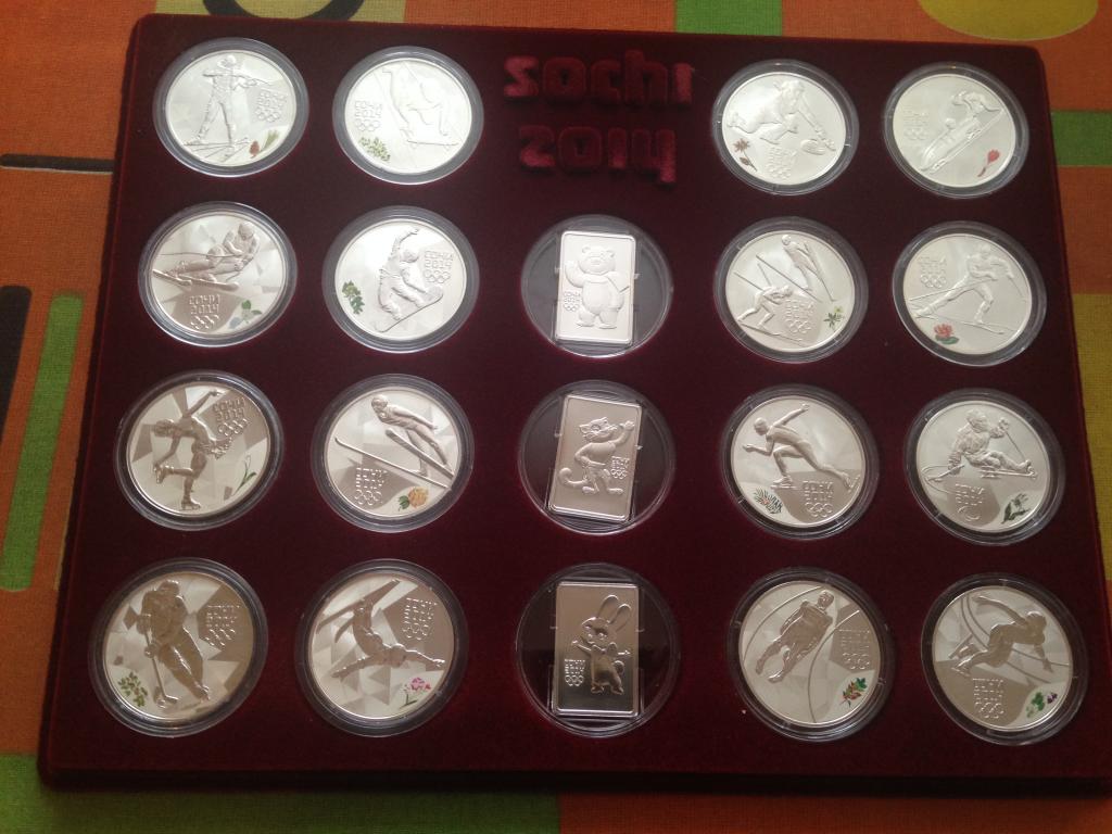 3 рубля 2014 серебро. Набор монет Сочи 2014 серебро.