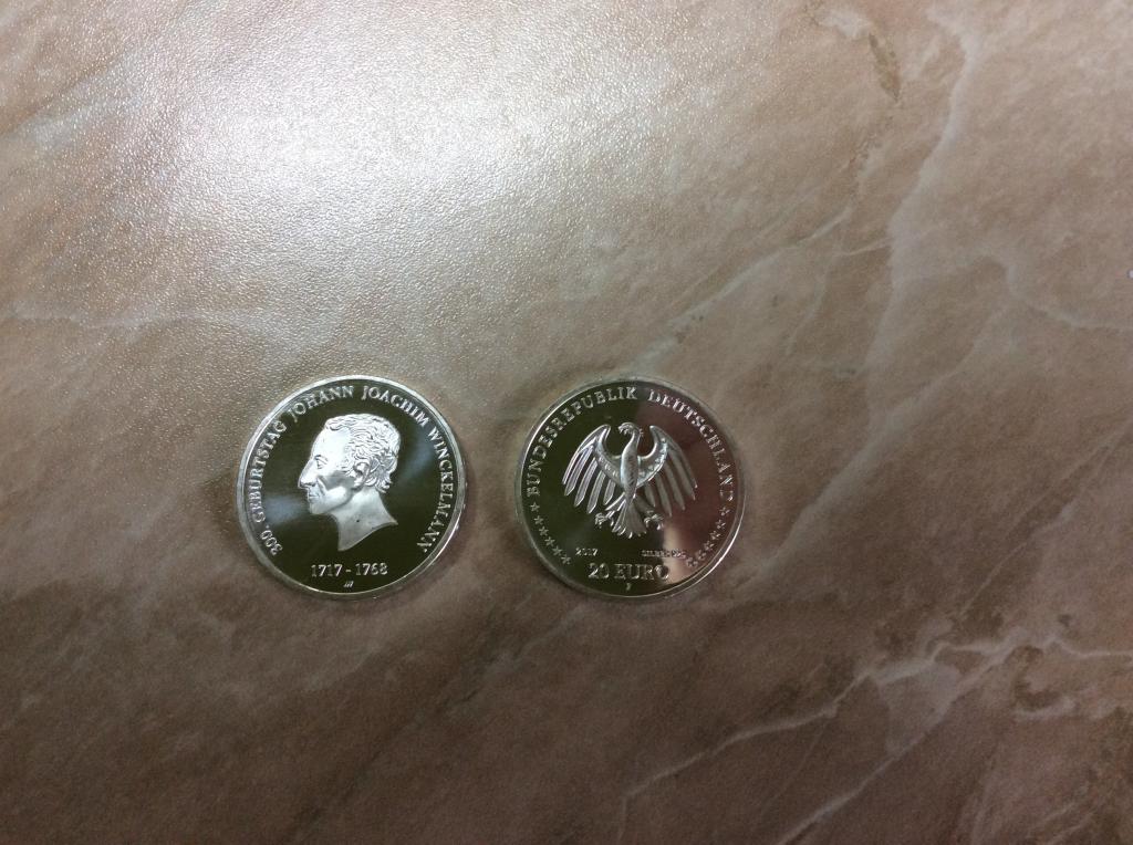 Германия 20 евро 2017 Иоганн Иоахим Винкельман, серебро