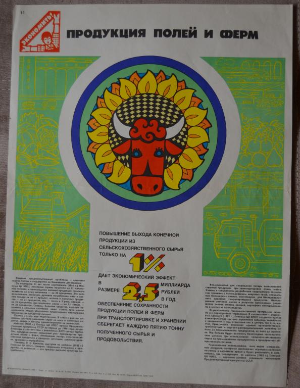 Плакат - Продукция полей и ферм 1989 г