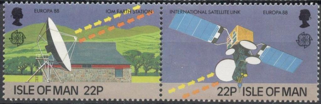 Остров Мэн, 1988, № 369,370, € 2,4 MNH, спутниковая связь