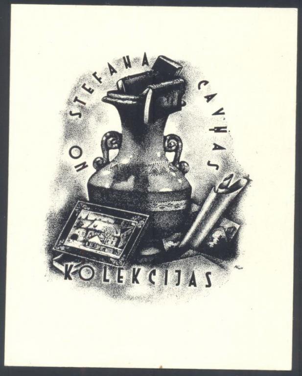 Экслибрис. Ex Libris No Stefana Cavnas Kolakcijas. ~8х10,5 см.