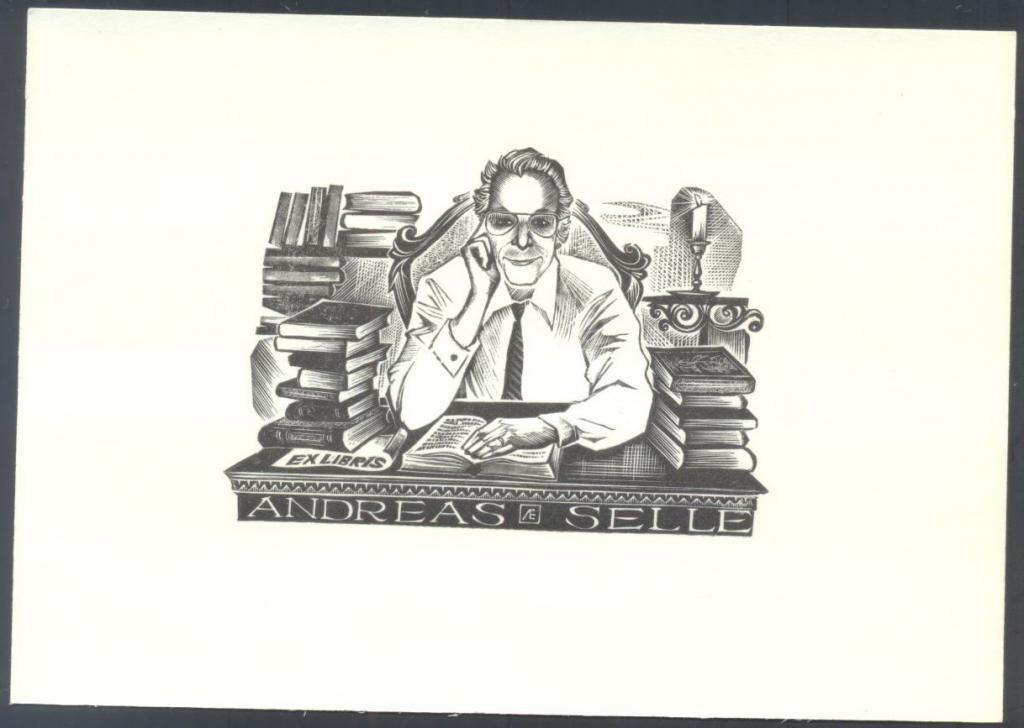 Экслибрис. Ex Libris Andreas Selle. ~14,5х10,5 см. Худ. Лебедев Е., Устюжна
