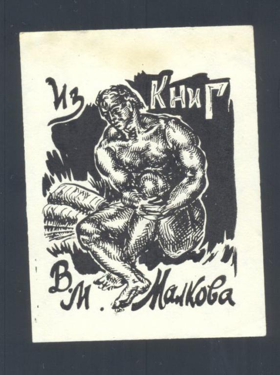 Экслибрис. Ex Libris В.М. Малкова. ~7х9,5 см.