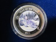 Серебряная монета 2 доллара 2011 г.1 OZ 999пр. Остров Питкерн." Год Кролика", ОРИГИНАЛ