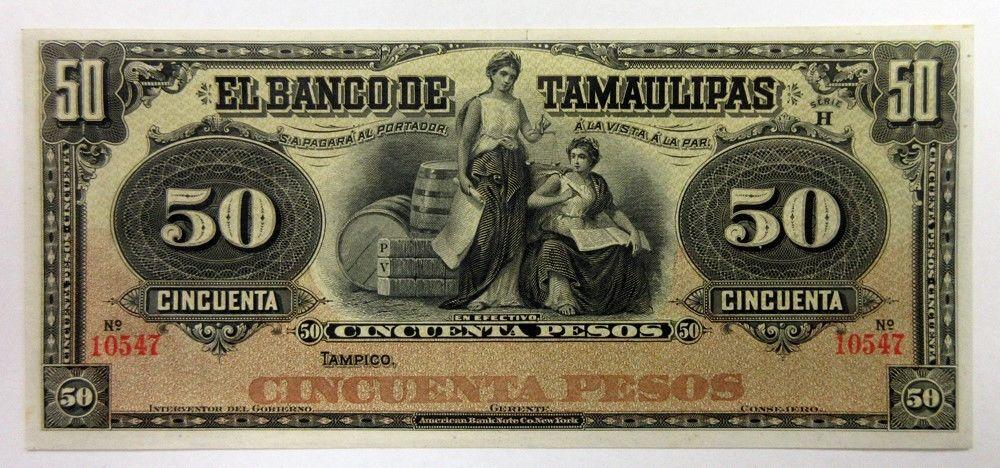 Мексика Тамалипас Tamaulipas 50 песо 1914 aUNC